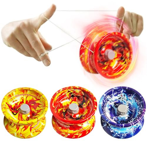 MaNeaz 3 Stück Graffiti Yoyo Kinder Yoyo Profi Professionelles Für Kinder Responsive Aluminium Yoyo Für Kinder Jojo Mit Leerlauf Und Kugellager Für Anfänger Und Professionelle Spieler