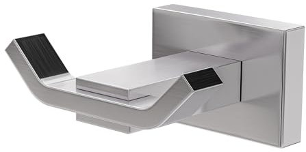 Amig - Colgador toalla baño Mod. 8 - Toallero gancho Con tornillos incluidos - 71 x 76 x 35 mm - Zamak - Plateado - Cromado brillo