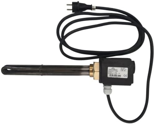 Heizpatrone 1,5 kW 230V/400V | Heizstab für Pufferspeicher & Warmwasser | Eintauchtiefe 300 mm | 1½ | Incoloy 825 | isoliert | Thermostat & STB mit Netzstecker