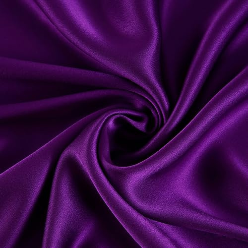 Stoff aus 100 % reiner Maulbeerseide, 114 cm breit, 19 m/m, perfekt für Pyjamas, Kleider, Hemden und Bastelarbeiten, luxuriöse violette Seide, Meterware