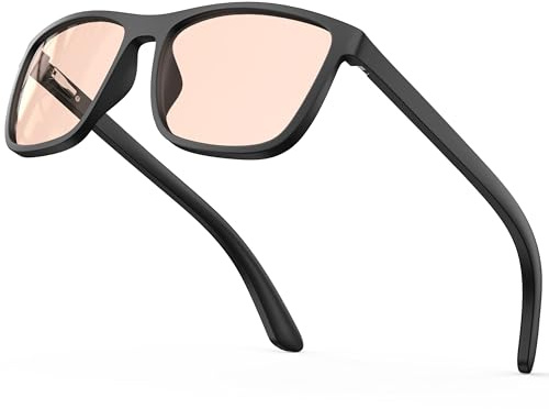 Bloomoak Rose Tinted Migraine Relief Night Driving Glasses, FL- Flex Pink Light Sensitivity Glasses for LED Glare, Eye Strain