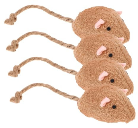 4pcs Interactive Plush Mouse Cat Realistic Simulation Rat for Indoor Cats Durable Chew with Wobbling Action Teasing Exercise for Pet Playtime