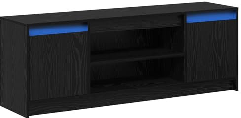 vidaXL TV Schrank mit LED Schwarz Eiche 139,5x34x50 cm Holzwerkstoff