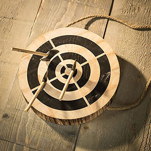 Adult Axe Throwing Game Set, Wooden Frisbee and 3 Small Axes, Wooden Dart and Throwing Axe Toy Game, Indoor/Outdoor Target Game for Holidays, Parties, Backyard, Adults