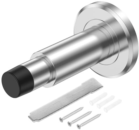 Butée de porte murale réglable 75-110 mm avec tête en caoutchouc amortissante - Butée de porte murale en acier inoxydable pour portes en bois, portes en verre, portes en métal
