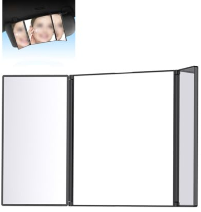 Oceanlend Multi Winkel 3-Wege Klappspiegel mit 360-Grad-Reflexion für Frisuren, Rasieren und Make-up, fest und reisebereit (ist schwarz)