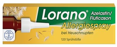 Lorano® Allergiespray | 23 g | Bei starkem Heuschnupfen | Wirkt ab 5 min*** | Azelastin & Fluticason, ab 18 J., ***1. Linderung ab 5 Minuten. Regelmäßige Anwendung über mehrere Tage steigert die Wirkung