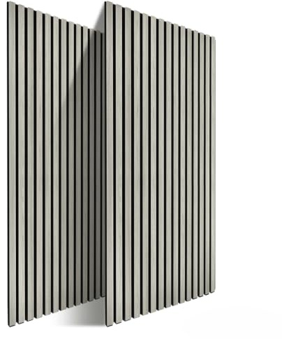 Relaxdays Akustikpaneele, 2er Set, 120 x 60 cm, hellgrau | Schalldämmung & Wandverkleidung, Eiche Furnier, Wandpaneele