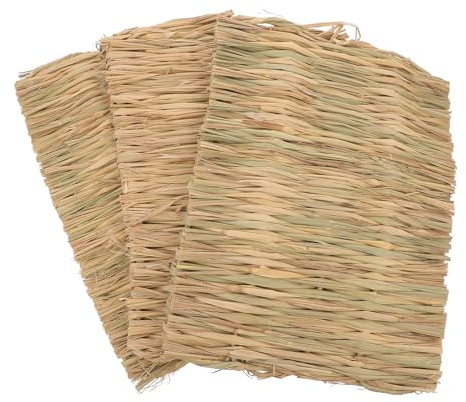 Alipis 3pcs Bunny Grass Mat for Guinea Pig and Chinchillas, Lightweight Woven Bed Mats Suitable for Most Cages, Easy to Clean for Exploring
