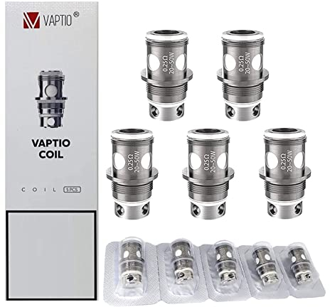Vaptio PT1 Verdampferköpfe 5er Pack coil 0.25ohm Kopf Nein Nikotin, Nein Tabak für Vaptio solo 2 kit/c2 kit/p1 kit