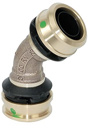 Viega Raxofix Winkelkupplung mit SC-Contur, 45 Grad, 25 mm, Modell 5326, Rotguss