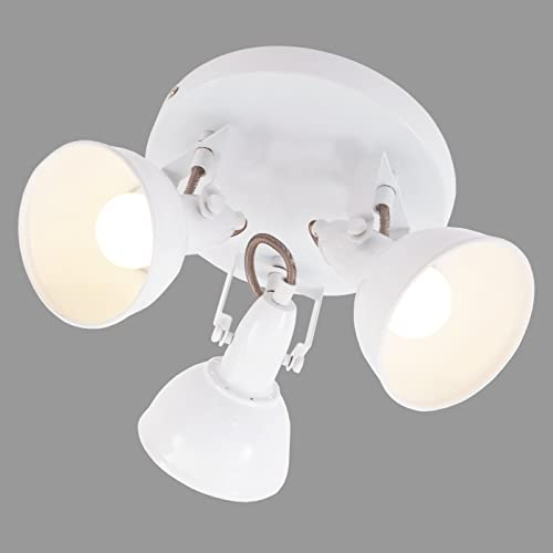 BRILONER - Deckenlampe Vintage schwenkbar, E14 Fassung, max. 40 Watt, Deckenleuchte, Lampe, Wohnzimmerlampe, Schlafzimmerlampe, Küchenlampe, Deckenstrahler, Deckenbeleuchtung, 21x15,6 cm, Weiß