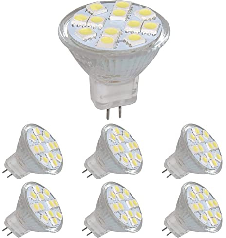 Edearkar MR11 GU4 LED Light Bulbs (6 Pack) GU4 Bi-Pin Base AC12V 2W (20W Halogen Light Bulbs) 6000K Cool White Utral Bright Spotlight for Home Landscape Track Lighting