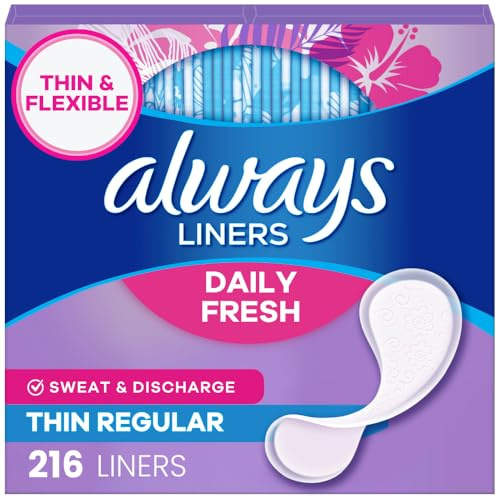 Always Panty Liners for Women Daily Liners, Regular Absorbency, Unscented, 216 Count