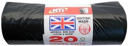 Techno Packaging Ltd Pack of 1000 Black Extra Heavy Duty Refuse Bags Rubbish Bag Garbage Bags for Home, Kitchen, Hotel, ect. Industrial 130G Size 18 x 29 x 39