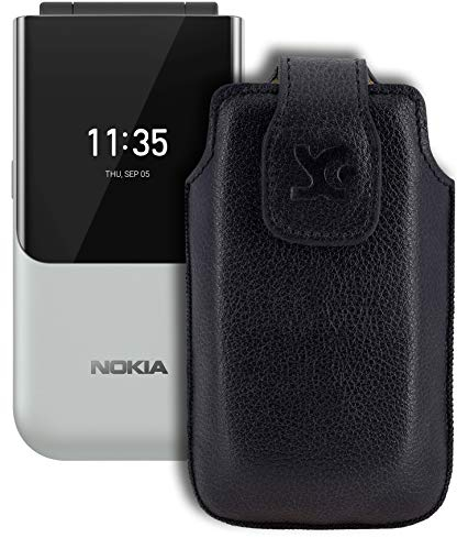 Suncase Original Case compatible with Nokia 2720 Flip Case Leather Case Mobile Phone Case Leather Case Protective Case in full grain black