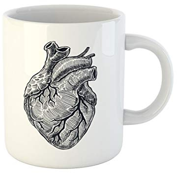 Awowee Coffee Mug Real Realistic Human Heart Vintage Anatomy Sketch Drawn Hand 11 Oz Ceramic Tea Cup Mugs Best Gift Or Souvenir For Family Friends Coworkers