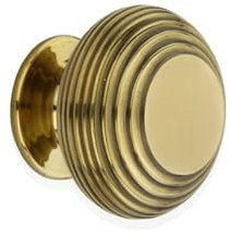 Infinity Decor Solid Brass Antique Old Style Beehive Bloxwich Reeded Cabinet Chest Knobs Pulls 6 Designs (Beehive Large)