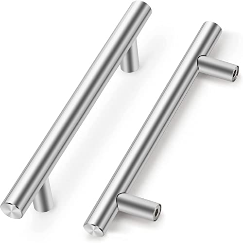Drenky 2 piezas Plata Aleación de acero inoxidable tirador puerta corredera Cocina Armario Cajón Manija Tire del gabinete Manija con tornillos 128 mm Centros de orificio