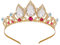 Tiaras for Girls, Vofler Rapunzel Princess Tiara - Gold Crown Crystal Ruby Rhinestone Pearl Headband for Little Flower Girl Kids Women Birthday Wedding Pageant Prom Homecoming Halloween Costume Party