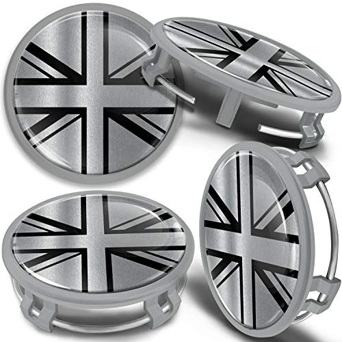 SkinoEu 4 x 75 mm Nabendeckel Felgendeckel Kompatibel mit Mercedes Benz Radnabenabdeckung Nabenkappen Felgenkappen Radkappen Alufelgen B66470207 / B66470200 UK Flagge GB CMS 9