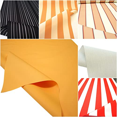TOLKO Markisenstoffe Meterware mit UV-Schutz | kein Ausbleichen Langlebig Wetterfest | Markisenstoff Wasserdicht 120cm breit Premium Sonnenschutz Planenstoff zum Nähen (Sonnengelb Bicolor)