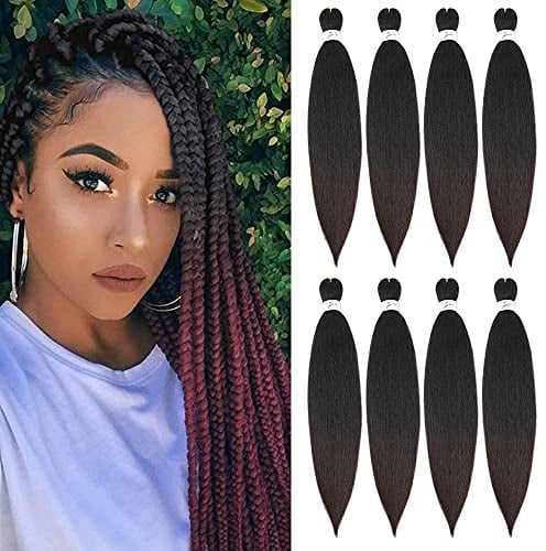X-Tress 8 pièces Tresse Africaine Cheveux Rouge Léger 60cm Twist Hair Knotless Braids Extension de Cheveux pour Femme Long Tissage Mèche Pré étiré Bouclé Naturel (#T1B/99J)