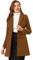 Allegra K women's notched flap button closure coat., Dark Coffee, L