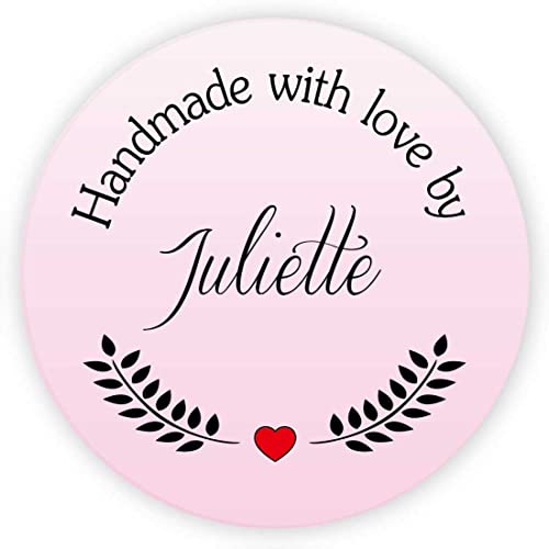 MameArt 50stk Aufkleber Personalisiert Hochzeit Handmade with Love, 4cm Sticker Gelee Stauaufkleber Taufe Kommunion Geburtstag Feste Geschenke Präsente (DE03)