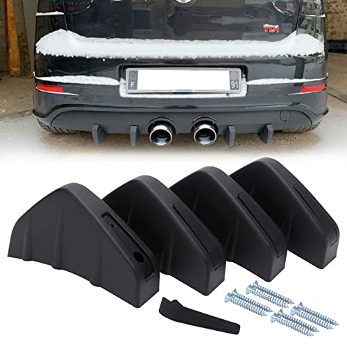 JMTBNO 4 Stück Auto Heckspoiler Universal Heckstoßstange Schwarz Spoiler Auto Heckstoßstange Haifischflosse Diffusor Anti-Crash Schützen Abdeckung Mini Heck Diffusor Splitter Dekoration