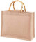 Phantasy® Borsa Juta naturale con manico in bambù artistico, impermeabile da donna, da rivestire, per la Spesa, mare spiaggia (M = 27 * 26 * 10cm)