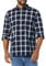 Amazon Essentials Men's Long-Sleeved Slim-Fit Stretch Poplin Shirt, Navy White Buffalo Plaid, S