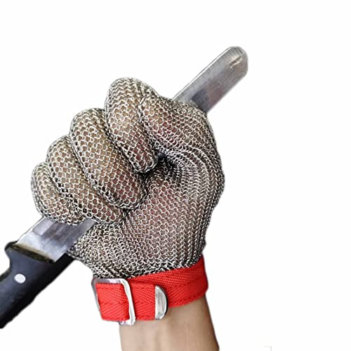 Cut Resistant Gloves 304 Steel Ring Welding Steel Wire Gloves, Anti-cut And Anti-cut Five-finger Metal Gloves(Size:XL/A pack of one)