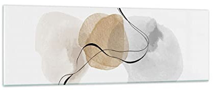 Panorama Bilder auf Glas Abstrakt minimalistisch Aquarell Glasbild 90x30cm Wandbilder Dekoration Wohnzimmer Schlafzimmer Küche Klein Wanddeko Bild im Glas Wand Kunstdruck Art Modern GAB90x30-4827