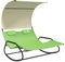 vidaXL Doppel Schaukelliege mit Sonnendach Schaukelstuhl Sonnenliege Gartenliege Liegestuhl Relaxliege Swing Liege Camping Relaxstuhl Grün Creme