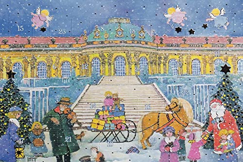 Nostalgische Adventskalenderkarte Potsdam Schloss-Sanssouci im Advent