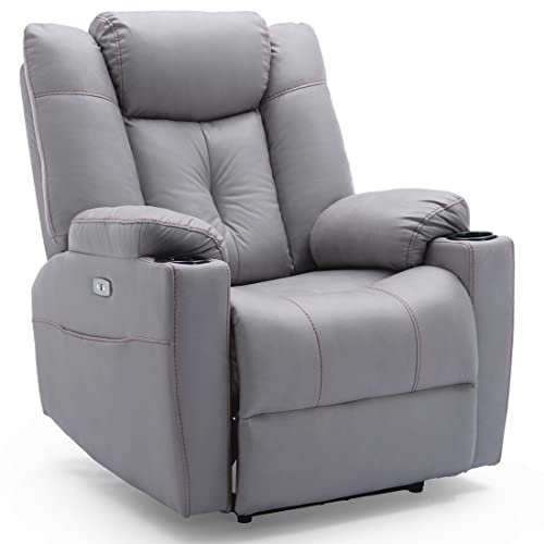 More4Homes AFTON ELECTRIC FABRIC AUTO RECLINER ARMCHAIR GAMING USB LOUNGE SOFA CHAIR GREY
