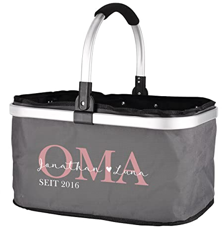 Herz & Heim® Einkaufskorb personalisiert/faltbar/modernes Design/Geschenk-Idee für Jedermann (Oma)