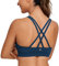 CRZ YOGA Women's Strappy Back Sports Bra - Mid Impact Wirefree Padded Workout Yoga Crop Top French Navy M