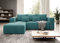 Moderno Ecksofa mit Schlaffunktion und Bettkasten Stripes - Sofa mit 3 Sitzer und Robuste überzug - Schlafcouch L-Form - Modern Couch Cord - 255x73x161 cm - Links Türkis
