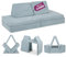 Linodino® Spielsofa Cord - Kindersofa | Schaumstoff Bausteine - Kinder Sofa für einen aufregenden Indoor Spielplatz | XXL Kindercouch als Kuschelecke im Kinderzimmer | Mit Schlaffunktion | Einhornblau