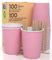 100 Bicchieri in Carta ROSA 200ml in Carta con Palette Monouso Bevande Calde e Fredde, Tè Infusi Acqua Ecologici, Biodegradabili Tazze Monouso Colorate + 100 Palette da 11cm in Legno di Betulla