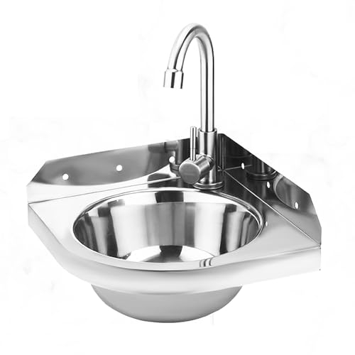 XRRJFYH Lavandino Camper Angolo Lavandino Cucina con Rubinetto Caldo e Freddo Lavello in Acciaio Inox lavandino da campeggio Lavello Cucina 1 Vasca