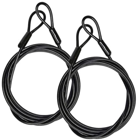Câble en Boucle, Câble en Acier avec Oeillets, 2m de Long, Gainé de Plastique, pour Vélos, Cadenas, Remorques (2 pièces Noir)
