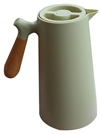 KICHOUSE Caraffa Termica Per Caffè Da 1 Litro Bottiglia Dacqua Con Manico in Legno Bottiglia Per Mantenere Il Caldo in Viaggio