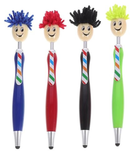 UEAVOID 4 Stück 3-in-1 Kugelschreiber Microfaser Bildschirmreiniger Stifte Stylus Wischmopp für Mitarbeiter, Erwachsene, Kinde als Geschenk, Weihnachtsgeschenke