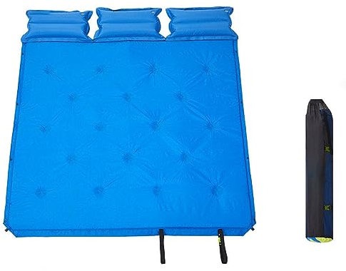 KANBUN SZRWOPLO Die selbstaufblasende Luftmatratze für DREI Personen mit Luftkissen kann im Innen- und Außenbereich zum Camping, Picknicken usw. verwendet Werden (blau)