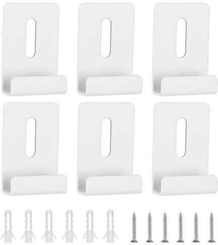 6 Stück Spiegelhalterung Wand Weiß Schwere Spiegelhalterung Set Spiegelbefestigung Zubehör mit Stiften und Schrauben Metall Wand Spiegelhalter für Badezimmer und Zimmer Spiegel