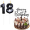 Bolosa Geburtstagskerzen Zahlen 18, Torten Deko 18. Geburtstag Mädchen, Tortendeko Mädchen 18. Geburtstag, Happy Birthday Tortendekoration für Mädchen 18 Geburtstag Party (Schwarz)