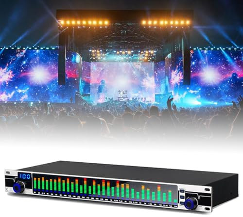 Equalizzatore grafico stereo 31 bande,equalizzatore audio digitale,display spettro LED,10 effetti preimpostati,riduzione automatica rumore,chip elaborazione,processori segnale studio registrazione